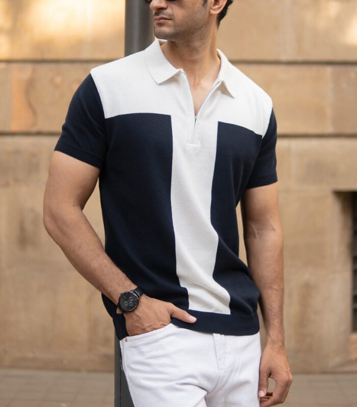 Navy Colour Block T-Shirt
