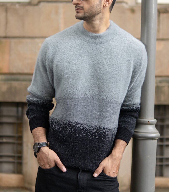 Grey Ombre Jacquard Sweater