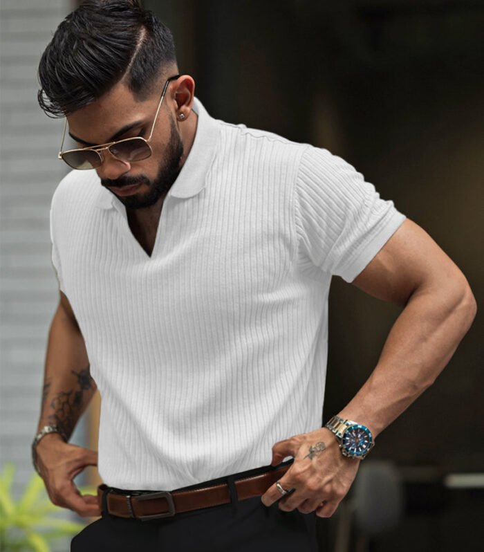 White Regular Fit Half Sleeves Tshirt