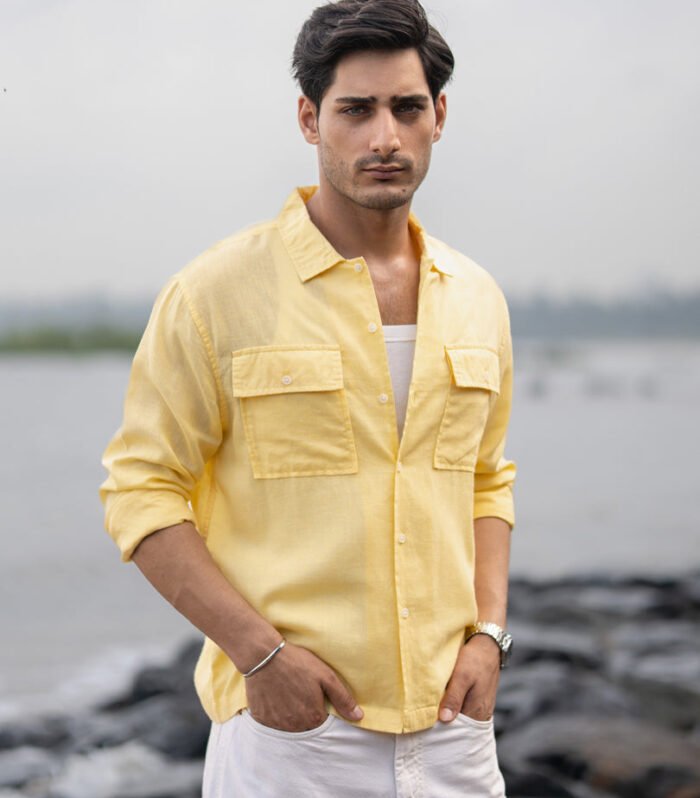 Yellow Linen Double Pocket Shirt