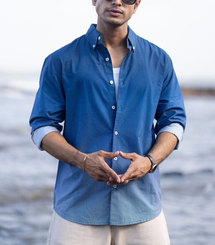 Dark Blue Ombre Stripe Shirt