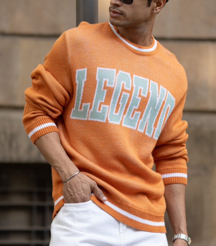 Orange Jacquard Sweater